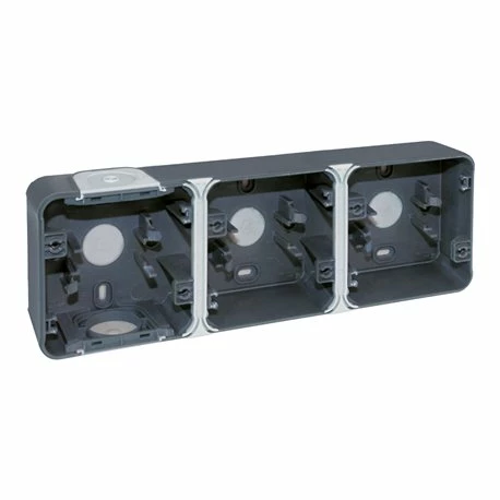 Boîtier à Entrée Directe 3 Postes Horizontal Gris 3 Boîtier à Entrée Directe 3 Postes Horizontal Gris