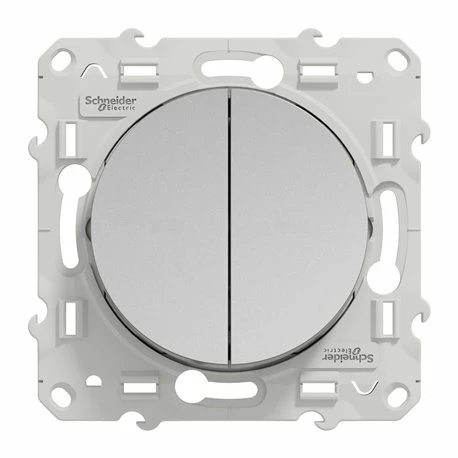 Bouton-poussoir Double Odace S530216 Aluminium 5 Bouton-poussoir Double Odace S530216 Aluminium – Image 3