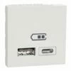 Chargeur USB Double 5Vcc 2,4A Type A+C Unica NU301818 Blanc 2 Modules Mécanisme Seul 2 Chargeur USB Double 5Vcc 2,4A Type A+C Unica NU301818 Blanc 2 Modules Mécanisme Seul -Schneider Electric Soldes chargeur usb double 5vcc 24a type ac unica nu301818 blanc 2 modules mecanisme seul