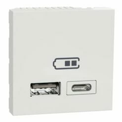 Chargeur USB Double 5Vcc 2,4A Type A+C Unica NU301818 Blanc 2 Modules Mécanisme Seul