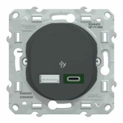 Chargeur USB Type A 7,5W + Type C 45W Ovalis S340403 Anthracite -Schneider Electric Soldes chargeur usb type a 75w type c 45w ovalis s340403 anthracite 5