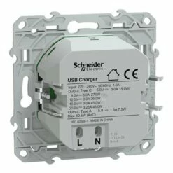 Chargeur USB Type A 7,5W + Type C 45W Ovalis S340403 Anthracite -Schneider Electric Soldes chargeur usb type a 75w type c 45w ovalis s340403 anthracite 6