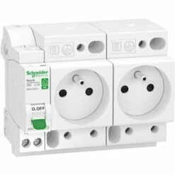 Schneider Electric Combiné Disjoncteur + 2 Prises Resi9 XE R9ECS616 1P+N 16 A Courbe C