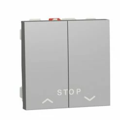 Commande Volet-roulant Double Poussoir + STOP Unica NU323730 Aluminium 2 Modules Mécanisme Seul