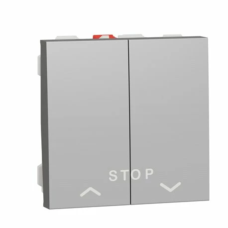 Commande Volet-roulant Double Poussoir + STOP Unica NU323730 Aluminium 2 Modules Mécanisme Seul 3 Commande Volet-roulant Double Poussoir + STOP Unica NU323730 Aluminium 2 Modules Mécanisme Seul