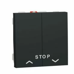 Commande Volet-roulant Double Poussoir + STOP Unica NU323754 Anthracite 2 Modules Mécanisme Seul