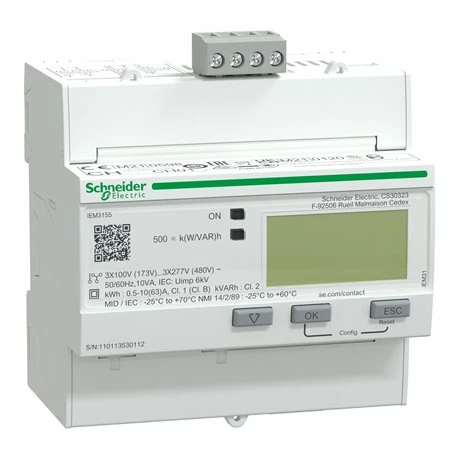 Schneider Electric Compteur D'énergie 63 A Acti9 A9MEM3155 Triphasé Modbus, MID, Multitarif 3 Schneider Electric Compteur D'énergie 63 A Acti9 A9MEM3155 Triphasé Modbus, MID, Multitarif