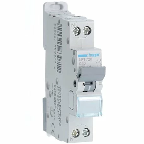 Disjoncteur 1P+N 6-10kA Courbe C - 20A 1 Module NFT720 3 Disjoncteur 1P+N 6-10kA Courbe C - 20A 1 Module NFT720