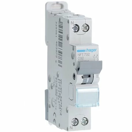 Disjoncteur 1P+N 6-10kA Courbe C - 32A 1 Module NFT732 3 Disjoncteur 1P+N 6-10kA Courbe C - 32A 1 Module NFT732