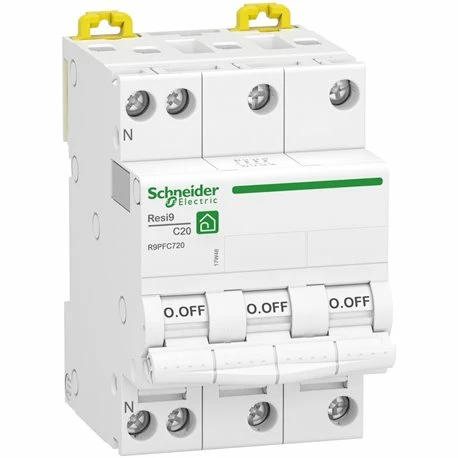 Schneider Electric Disjoncteur Resi9 XP R9PFC720 3P+N 20 A Courbe C 3 Schneider Electric Disjoncteur Resi9 XP R9PFC720 3P+N 20 A Courbe C