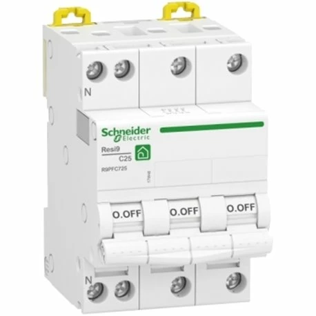 Schneider Electric Disjoncteur Resi9 XP R9PFC725 3P+N 25 A Courbe C 3 Schneider Electric Disjoncteur Resi9 XP R9PFC725 3P+N 25 A Courbe C