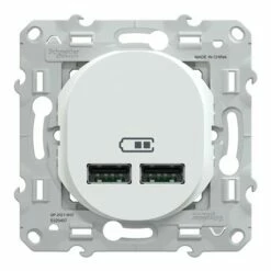 Double Chargeur USB A+A 10,5W 5V 2,1 A Max Ovalis S320407 Blanc -Schneider Electric Soldes double chargeur usb aa 105w 5v 21 a max ovalis s320407 blanc 6