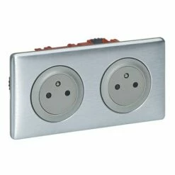 Legrand Double Prise De Courant 2P+T Céliane Complet 200136 Aluminium -Schneider Electric Soldes double prise de courant 2pt celiane complet 200136 aluminium 2