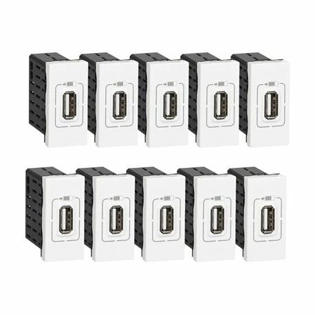 Lot De 10 Chargeurs USB Type-A 1,5A 5V 7,5W Mosaic 1 Module 230V Blanc 077591 3 Lot De 10 Chargeurs USB Type-A 1,5A 5V 7,5W Mosaic 1 Module 230V Blanc 077591
