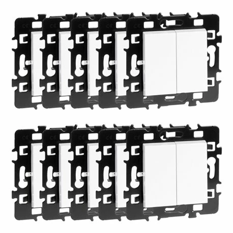Lot De 10 Commandes Double Poussoir à Fermeture Sans Voyant Blanc 3 Lot De 10 Commandes Double Poussoir à Fermeture Sans Voyant Blanc