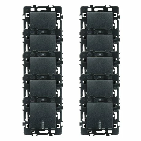 Lot De 10 Commandes Poussoir à Fermeture Avec Voyant Rouge Anthracite 3 Lot De 10 Commandes Poussoir à Fermeture Avec Voyant Rouge Anthracite