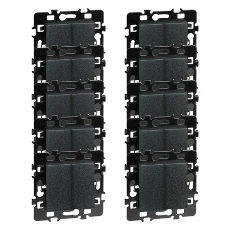 Lot De 10 Commandes Va Et Vient + Bouton Poussoir Sans Voyant Anthracite 3 Lot De 10 Commandes Va Et Vient + Bouton Poussoir Sans Voyant Anthracite