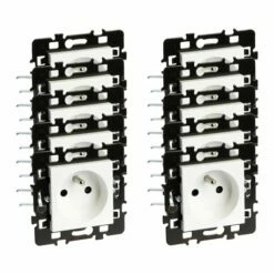 Lot De 10 Prises 16A Courant Fort 2P+T Avec Connexion Haut/bas Et Griffes Blanc