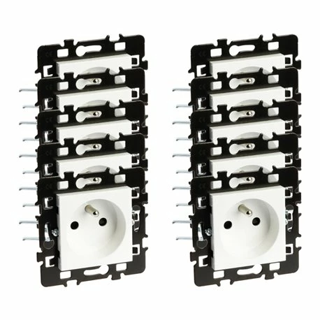 Lot De 10 Prises 16A Courant Fort 2P+T Avec Connexion Haut/bas Et Griffes Blanc 3 Lot De 10 Prises 16A Courant Fort 2P+T Avec Connexion Haut/bas Et Griffes Blanc