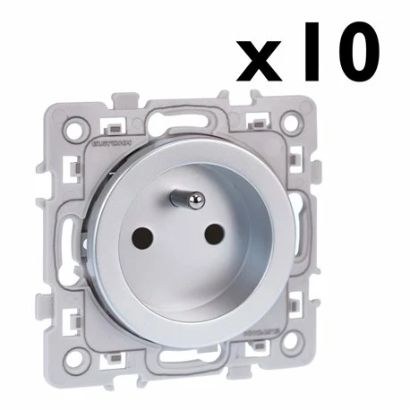 Lot De 10 Prises 16A Courant Fort 2P+T Avec Connexion Haut/bas Silver 4 Lot De 10 Prises 16A Courant Fort 2P+T Avec Connexion Haut/bas Silver – Image 2