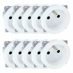 Lot De 10 Prises 16A Courant Fort 2P+T Blanc