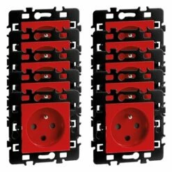 Lot De 10 Prises 16A Courant Fort 2P+T Détrompée Rouge