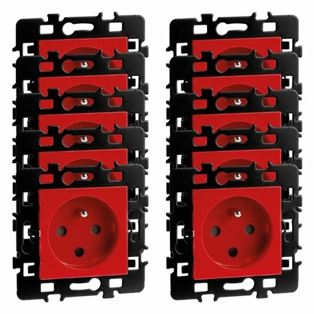 Lot De 10 Prises 16A Courant Fort 2P+T Détrompée Rouge 3 Lot De 10 Prises 16A Courant Fort 2P+T Détrompée Rouge
