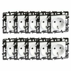 Lot De 10 Prises 16A Courant Fort 2P+T Schuko Blanc