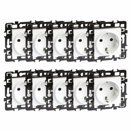 Lot De 10 Prises 16A Courant Fort 2P+T Schuko Blanc 3 Lot De 10 Prises 16A Courant Fort 2P+T Schuko Blanc
