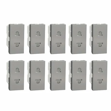 Lot De 10 Prises Euroamericaine 2P Unica NU302130 Aluminium 1 Module Mécanisme Seul 3 Lot De 10 Prises Euroamericaine 2P Unica NU302130 Aluminium 1 Module Mécanisme Seul