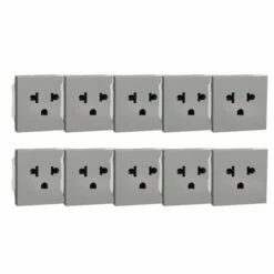 Lot De 10 Prises Euroamericaine 2P+T Unica NU304130 Aluminium 2 Modules Mécanisme Seul