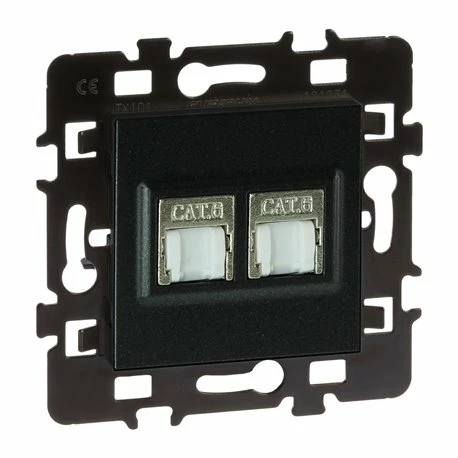 Lot De 10 Prises RJ45 Double Grade 2 TV Cat 6 STP Anthracite 4 Lot De 10 Prises RJ45 Double Grade 2 TV Cat 6 STP Anthracite – Image 2