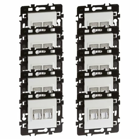 Lot De 10 Prises RJ45 Double Grade 2 TV Cat 6 STP Blanc 3 Lot De 10 Prises RJ45 Double Grade 2 TV Cat 6 STP Blanc