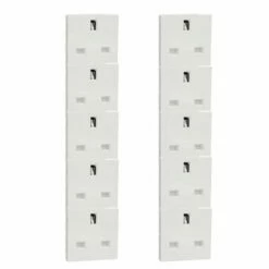 Lot De 10 Prises Standard Britannique 15A 2P+T Unica NU304518 Blanc 2 Modules Mécanisme Seul