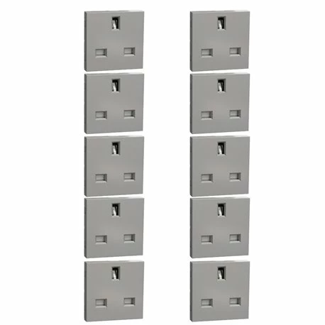 Lot De 10 Prises Standard Britannique 15A 2P+T Unica NU304530 Aluminium 2 Modules Mécanisme Seul 3 Lot De 10 Prises Standard Britannique 15A 2P+T Unica NU304530 Aluminium 2 Modules Mécanisme Seul