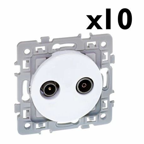 Lot De 10 Prises TV TV/FM Blanc 4 Lot De 10 Prises TV TV/FM Blanc – Image 2