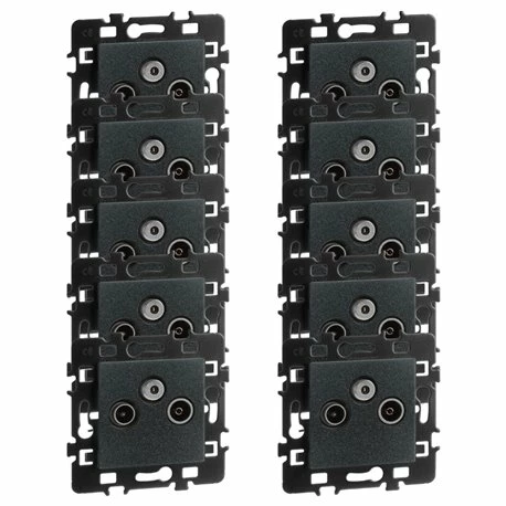 Lot De 10 Prises TV TV/FM/SAT Anthracite 3 Lot De 10 Prises TV TV/FM/SAT Anthracite