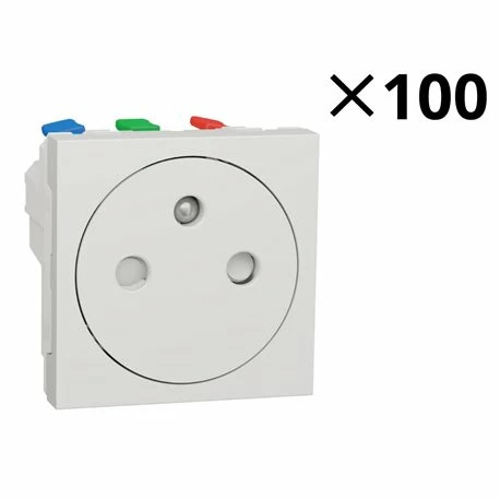 Lot De 100 Prises De Courant Affleurantes 2P+T Unica NU305218P Blanc Mécanisme Seul 4 Lot De 100 Prises De Courant Affleurantes 2P+T Unica NU305218P Blanc Mécanisme Seul – Image 2