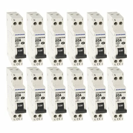 Lot De 12 Disjoncteurs Courbe D 1 Module 20A 3 Lot De 12 Disjoncteurs Courbe D 1 Module 20A