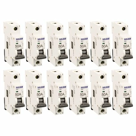 Lot De 12 Disjoncteurs Unipolaire 1 Module 50A 3 Lot De 12 Disjoncteurs Unipolaire 1 Module 50A