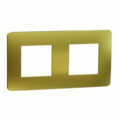 Schneider Electric Plaque De Finition Unica Studio Métal N NU280459M Or Liseré Blanc 2 Postes