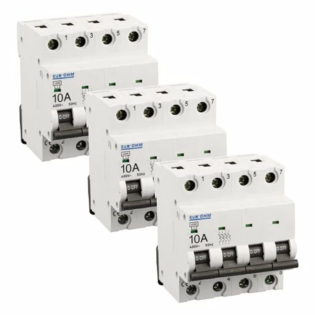 Lot De 3 Disjoncteurs Tétrapolaire 4 Modules 10A 3 Lot De 3 Disjoncteurs Tétrapolaire 4 Modules 10A