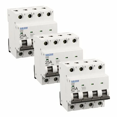 Lot De 3 Disjoncteurs Tétrapolaire 4 Modules 25A 3 Lot De 3 Disjoncteurs Tétrapolaire 4 Modules 25A