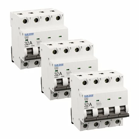 Lot De 3 Disjoncteurs Tétrapolaire 4 Modules 32A 3 Lot De 3 Disjoncteurs Tétrapolaire 4 Modules 32A