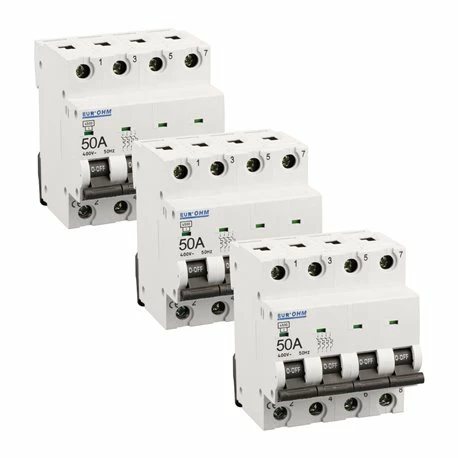 Lot De 3 Disjoncteurs Tétrapolaire 4 Modules 50A 3 Lot De 3 Disjoncteurs Tétrapolaire 4 Modules 50A