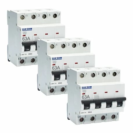 Lot De 3 Disjoncteurs Tétrapolaire 4 Modules 63A 3 Lot De 3 Disjoncteurs Tétrapolaire 4 Modules 63A