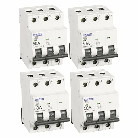 Lot De 4 Disjoncteurs Tripolaire 3 Modules 50A 3 Lot De 4 Disjoncteurs Tripolaire 3 Modules 50A