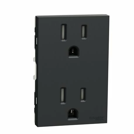 Lot De 5 Prises Doubles Standard US 15A 2P+T Unica NU306054 Anthracite Mécanisme Seul 4 Lot De 5 Prises Doubles Standard US 15A 2P+T Unica NU306054 Anthracite Mécanisme Seul – Image 2
