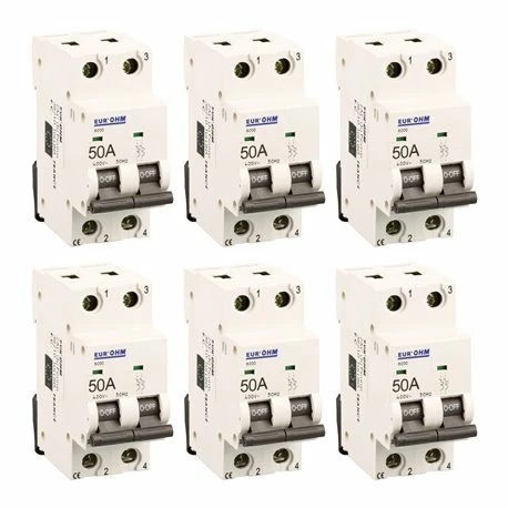 Lot De 6 Disjoncteurs Bipolaire 2 Modules 50A 3 Lot De 6 Disjoncteurs Bipolaire 2 Modules 50A