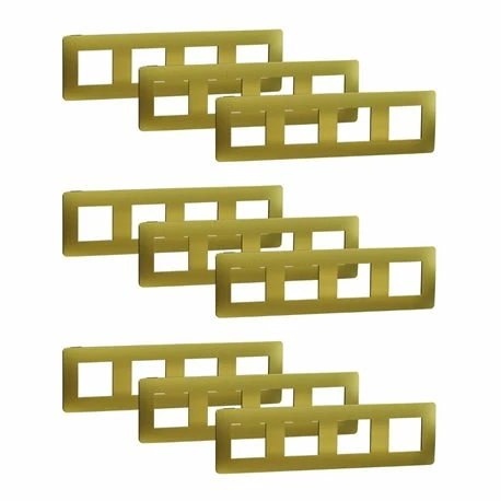 Schneider Electric Lot De 9 Plaques De Finition Unica Studio Métal N NU280862M Or Liseré Anthracite 4 Postes 3 Schneider Electric Lot De 9 Plaques De Finition Unica Studio Métal N NU280862M Or Liseré Anthracite 4 Postes